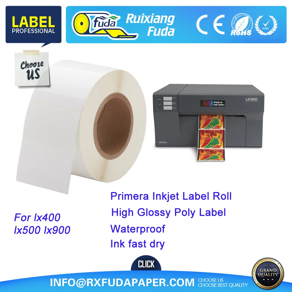 
High glossy paper Inkjet label Roll for Primera LX2000,Pigment ink 