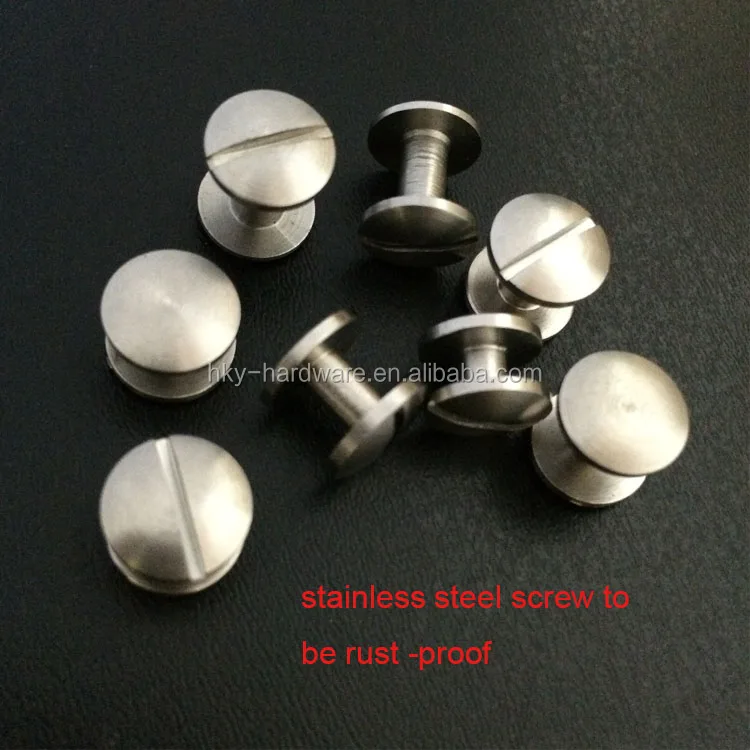 
flat domed head stainless steel chicago screw for leather belt 