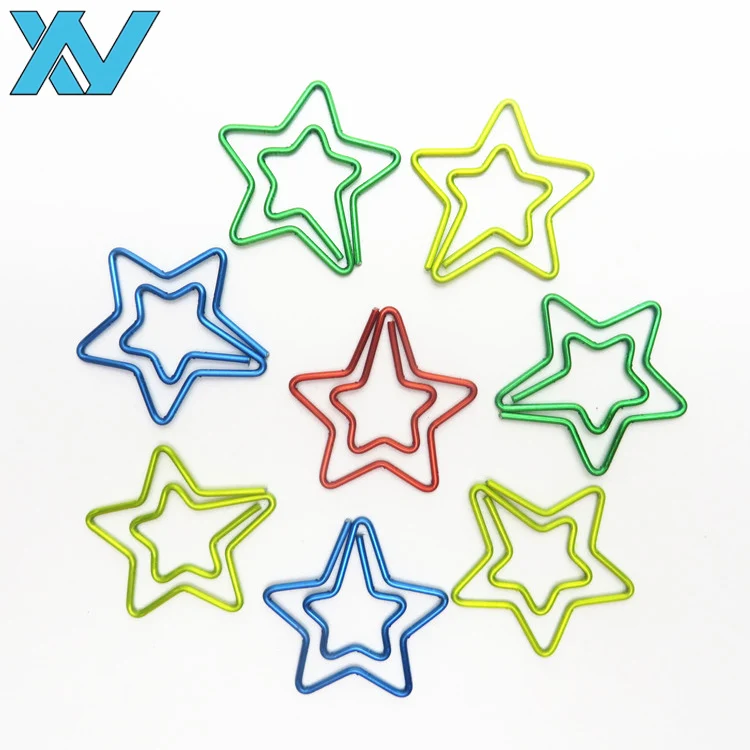 metal wire gold star paper clip bookmark with ABS box