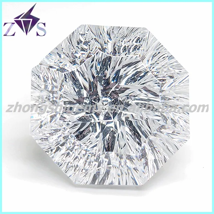 Brilliant Octagon Shape Millennium Cutting White zircon Gemstones