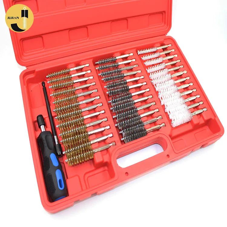 
38pcs Nylon Stainless Steel Wire Brass Brush Wire Tube Clean Engine Wire Tube Cleaning Brush 