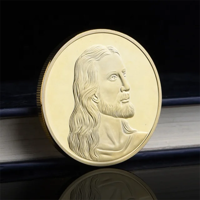 Promotional custom metal jesus coin religious coins gold