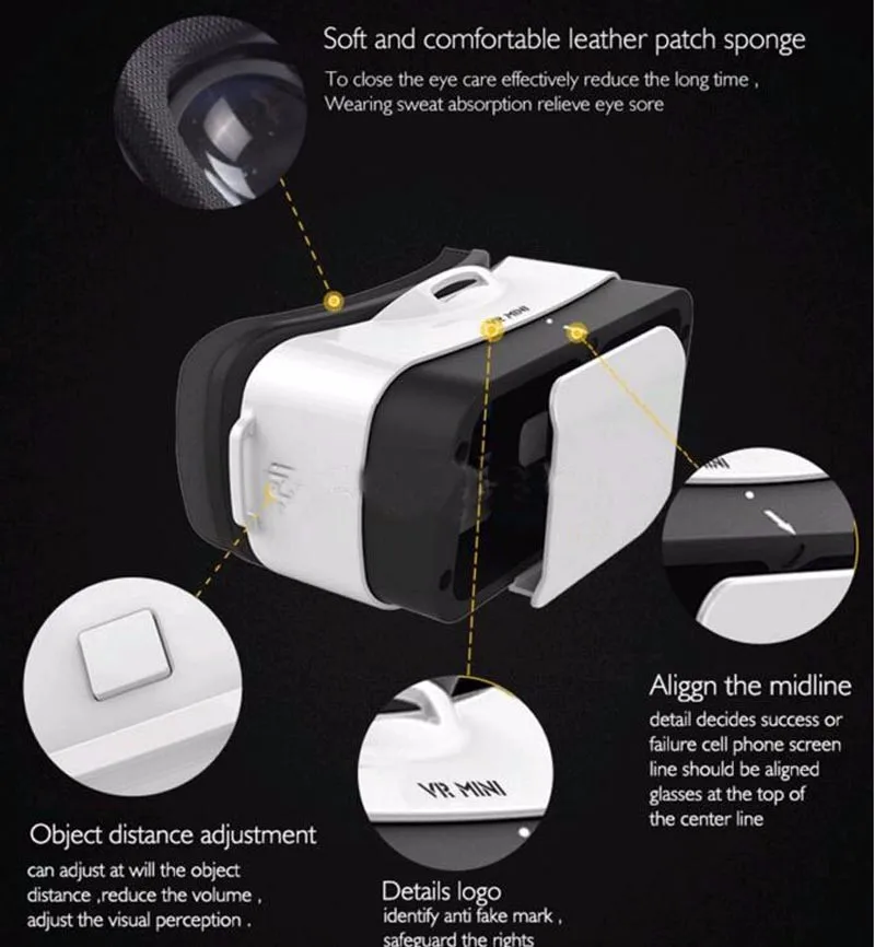 VR 3D мини стекло Google Картон Голову Горе Виртуальная Реальность 3D Очки Смартфон