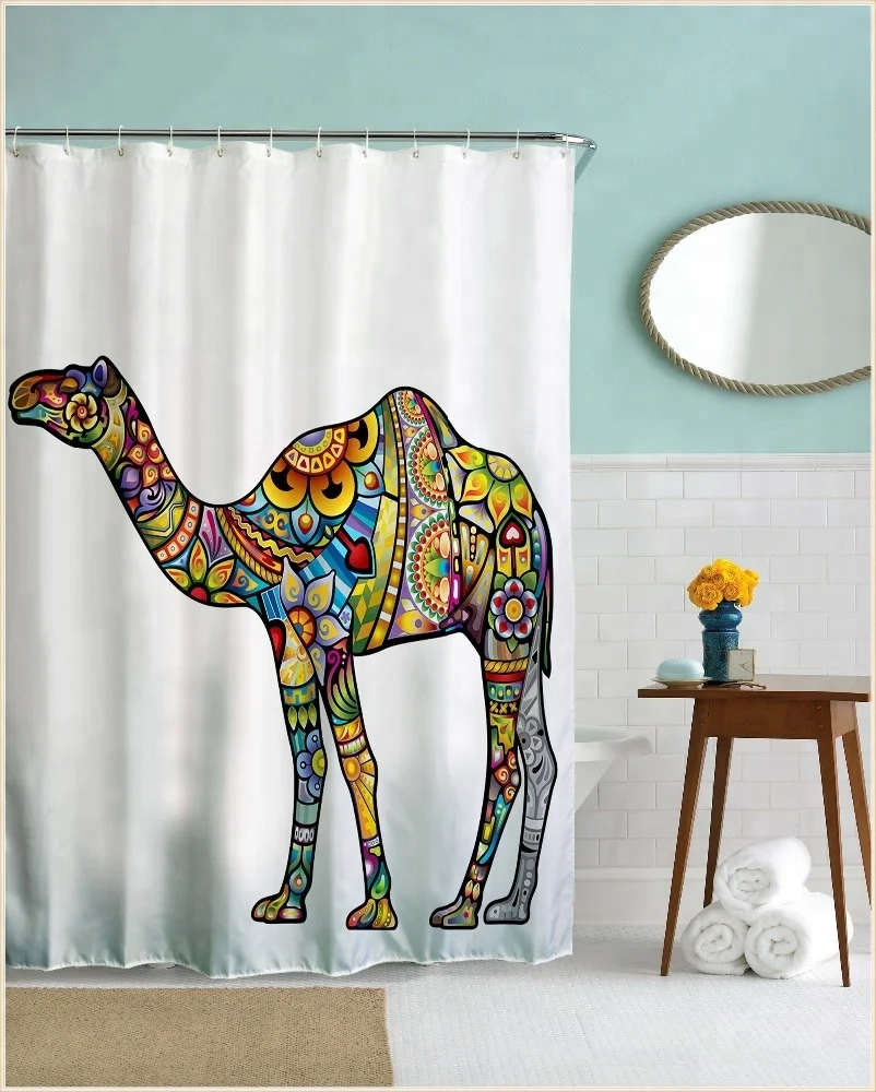 Animal design digital printing decorative shower curtain 3d model