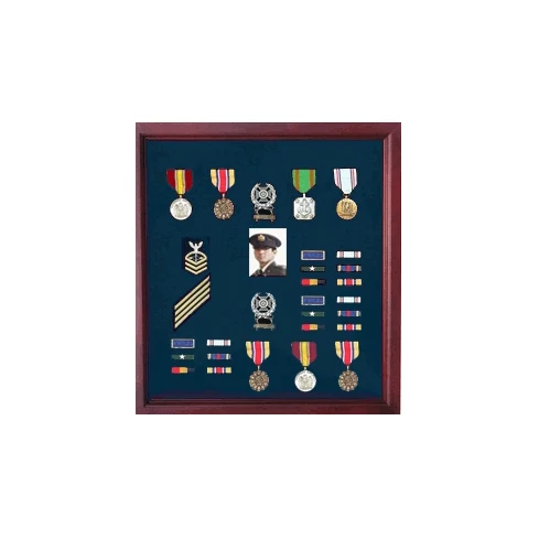 Best military badge veteran flag and unikat use wood metal military set award sign medal holders frame display cases with box