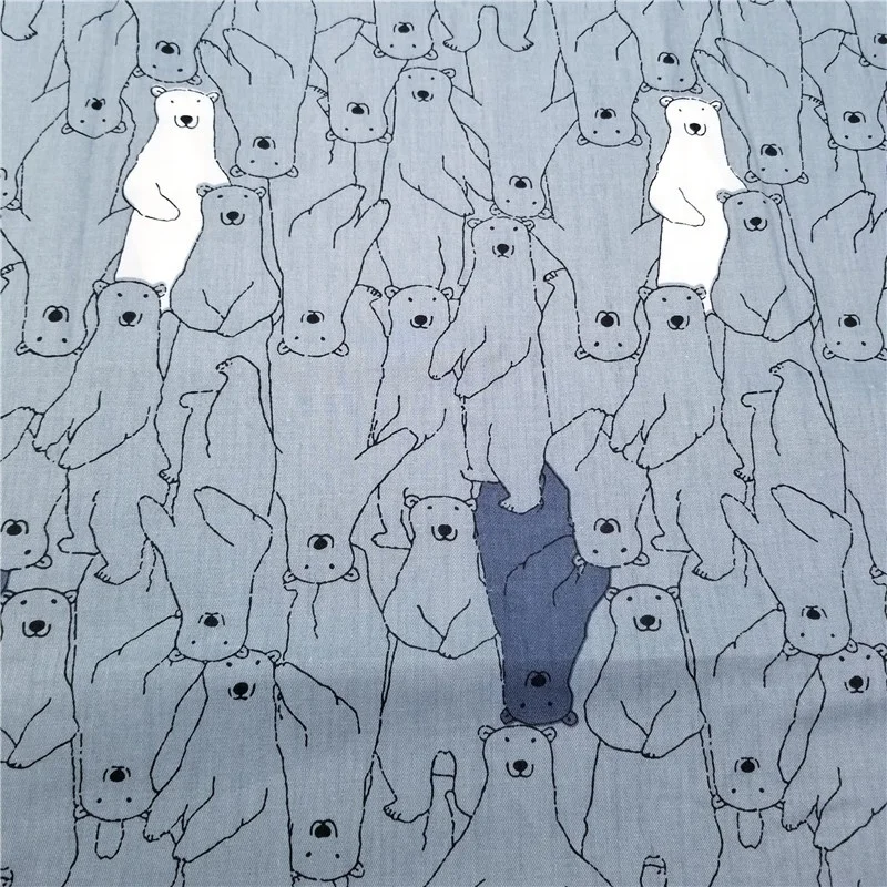 
Cute Bear Cloth 100 Cotton Twill Cartoon Print Woven Fabric for Sewing Kid Supplies 