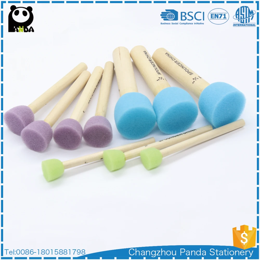 10pcs Painting Tools Mushroom Sponge Wood Handle Foam Paint Brushes For Kids Drawing