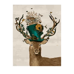 Hot Selling Gentleman Deer hand-painted Decorative indoor hanging Painting by numbers Diy Digital Oil Painting with Frame