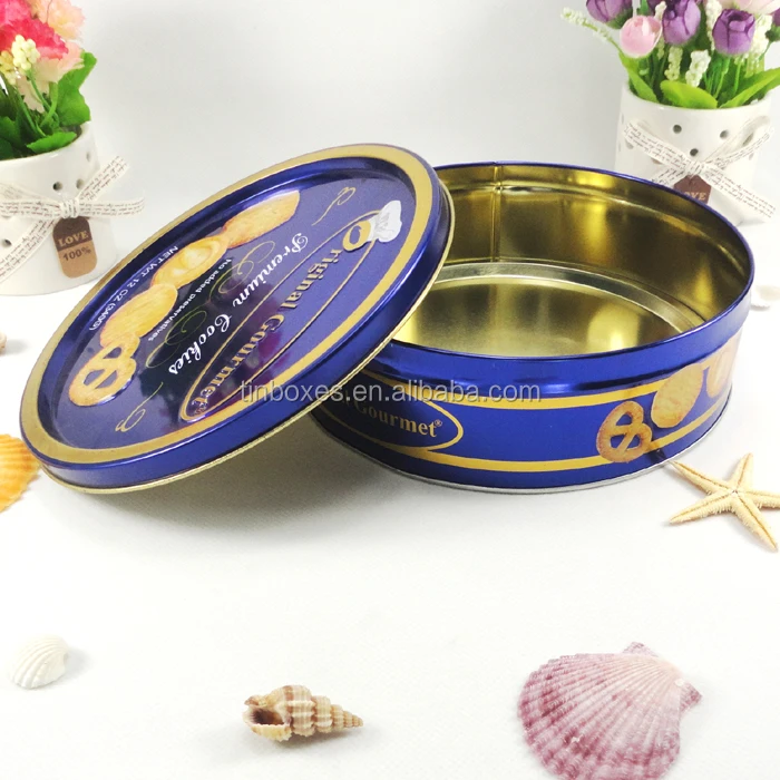 Cheap price good metal packaging biscuit gift round tin box OEM
