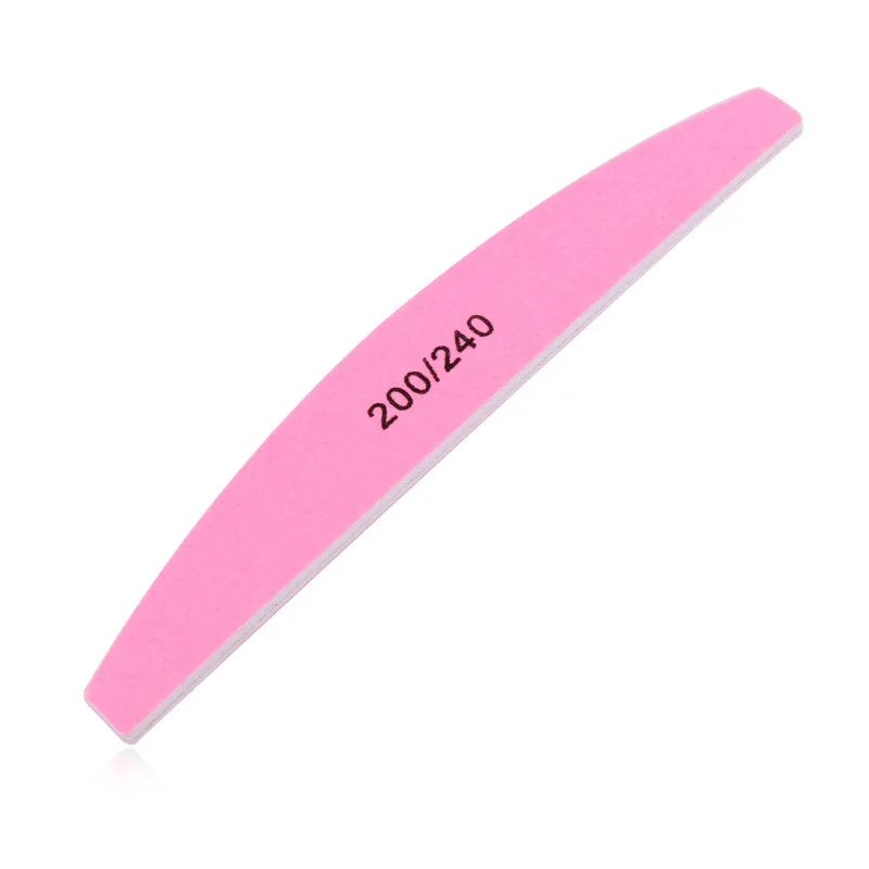 Double Sided 200/240 Grit Nail File Shiner Polisher Manicure Pedicure Nail Care Pink Fingernail File for Natural & Acrylic Nails