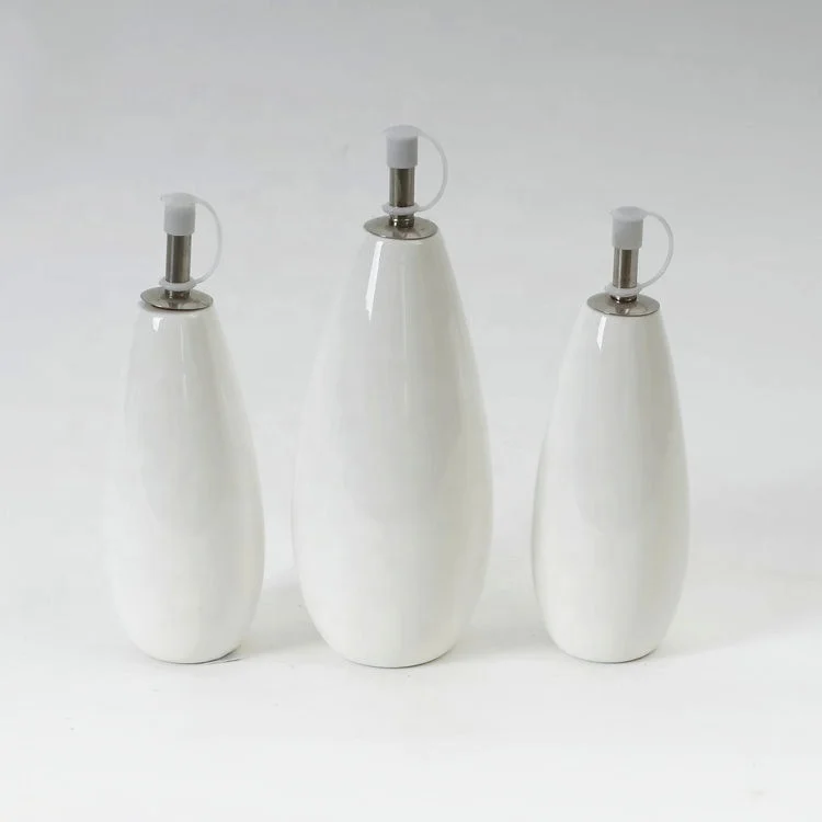 Household hot sale custom logo cruet set ceramic vinegar and oil dispenser set