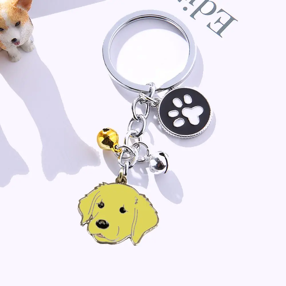 Key Chain Enamel I Love Dog Gold Bells Golden Retriever Samoyed Dog Key Chain Custom