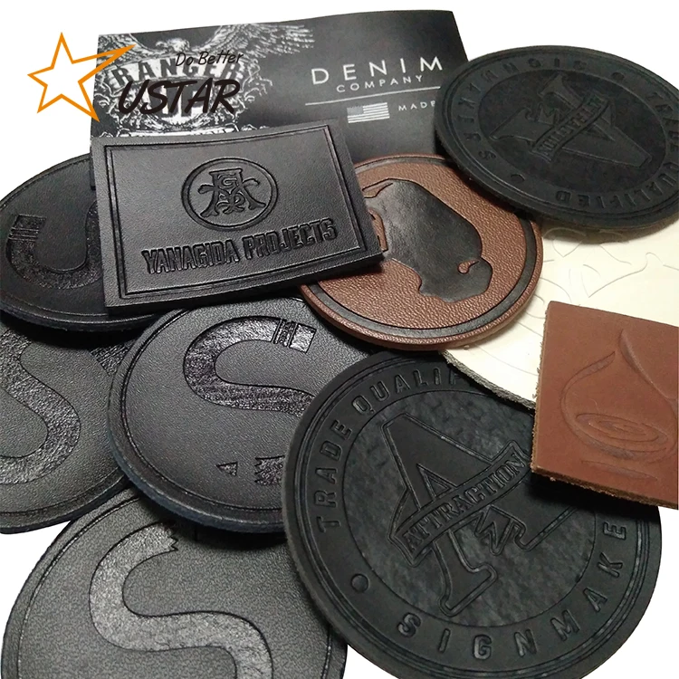 
China Supplier Eco-friendly Custom Printing Debossed Foil Gold Brand Logo Tag Luxury Jeans Leather Patch Labels 