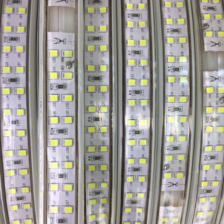 DC110v 220V 230V Светодиодные полосы света SMD2835 двухрядные 3 ряда водонепроницаемый 276 светодиодов/m гибкие светодиодные полосы, 100m для проекта