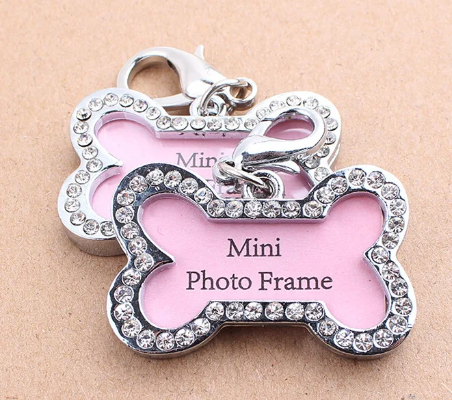 Горячая Распродажа, оптовая продажа, модная идентификационная бирка на ошейник для собак в форме кости со стразами, для домашних животных