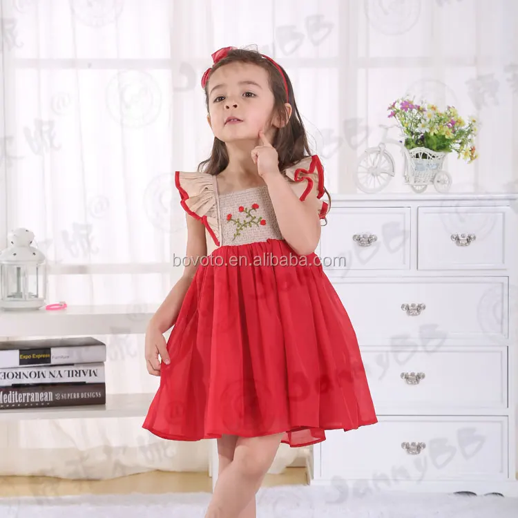 Children girls flower embroidery dress girls princess easter spring frock design dress