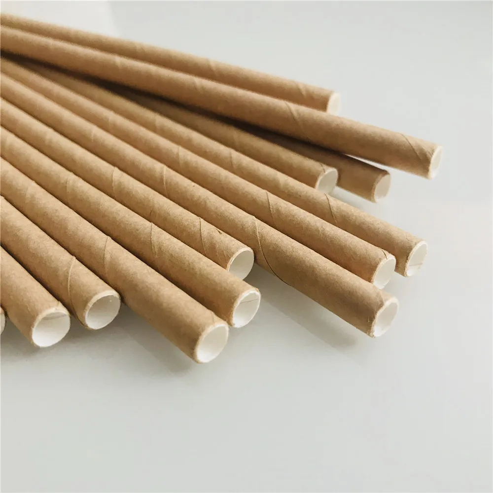 Brown Kraft Paper Wrapped Straws Biodegradable Drinking Straws