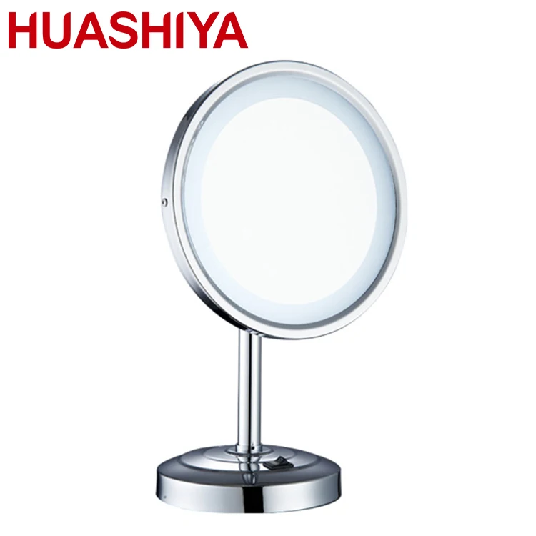 Fashion single sided LED light cosmetic table shaving stainless steel magnifying metal framed vanity mirror for hotel