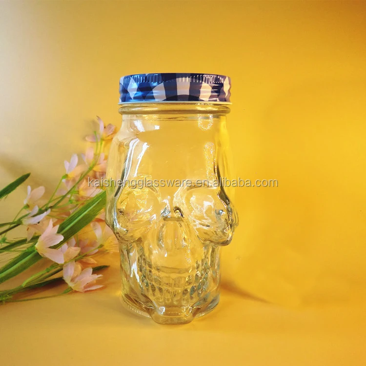 
Sublimation Drinking Without Handle Skull Shaped Beer Glass jar 