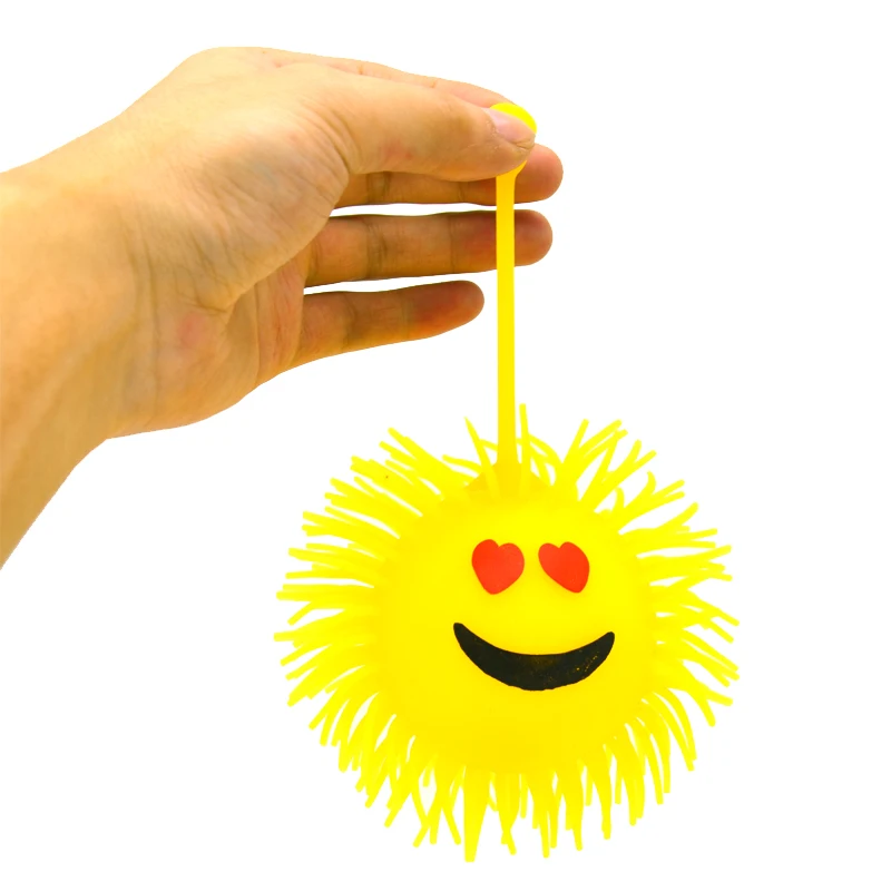 New smile face puffer ball TPR  material bright  yellow for kid have more visual experience