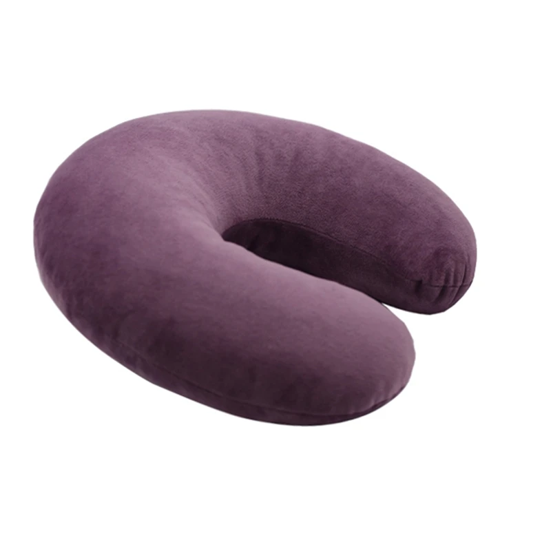 Short plush U-shaped travel pillow student office travel neck rest pillow customized memory foam neck support pillow