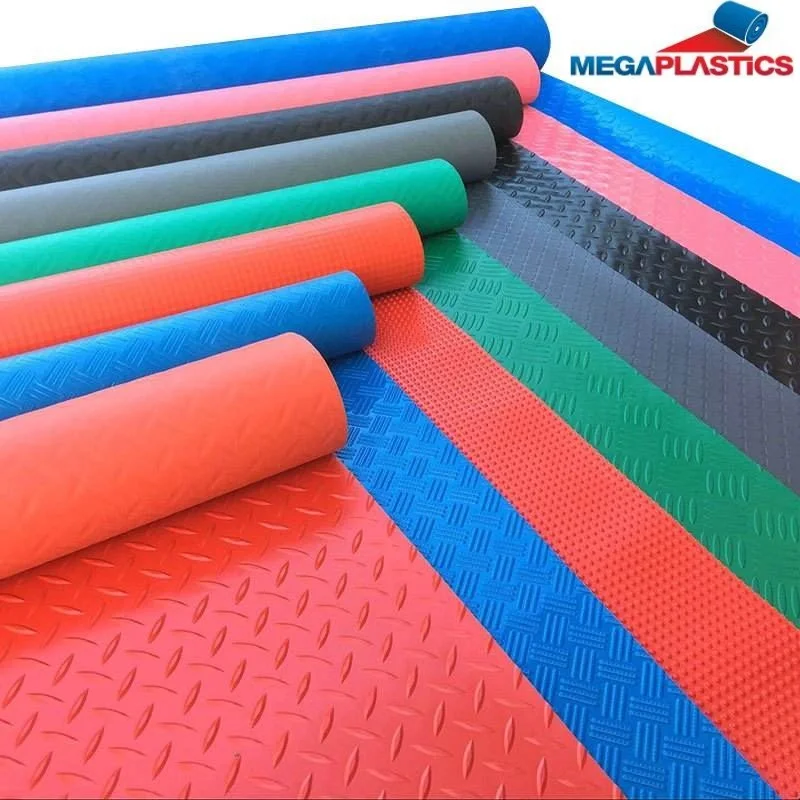 High Quality  2.0mm PVC Plastic flooring anti slip mats rolls for car floor mat puzzle mat PVC Diamond Tread Garage Flooring