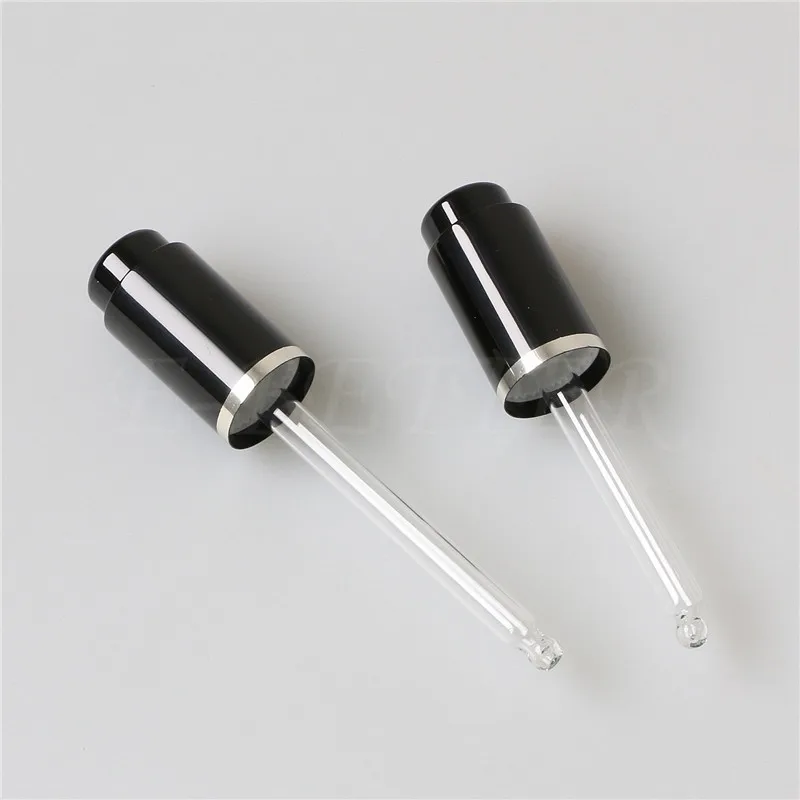 20/410 black luxury push button glass dropper cap