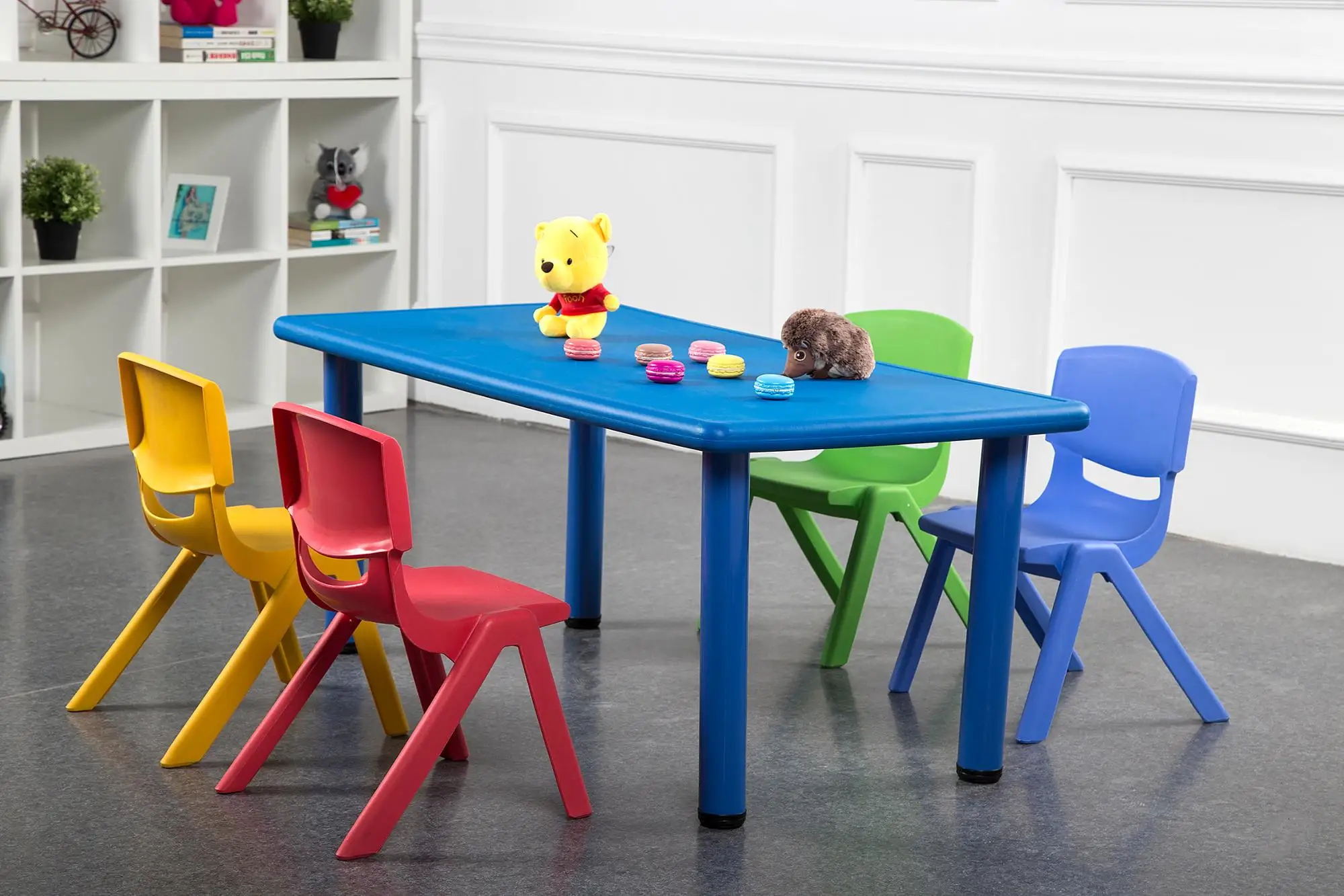 YL6102 Wholesale kindergarten square table and chair , plastic children desktop and chairs