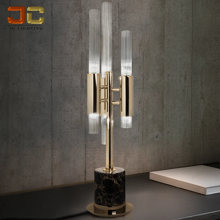Блестящая настольная лампа из золотого стекла Современная прикроватная европейский стиль для украшения