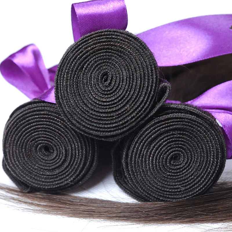 
Human hair weave color #4 dark brown straight bundles with closure ,Brazilian virgin colored human hair extension 