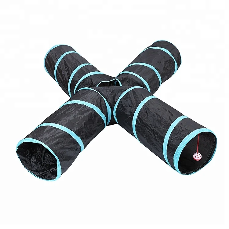 four way cat tunnel pet toy for cat with ball