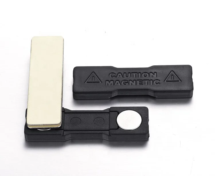 
black plastic magnetic clip holder for name badges 