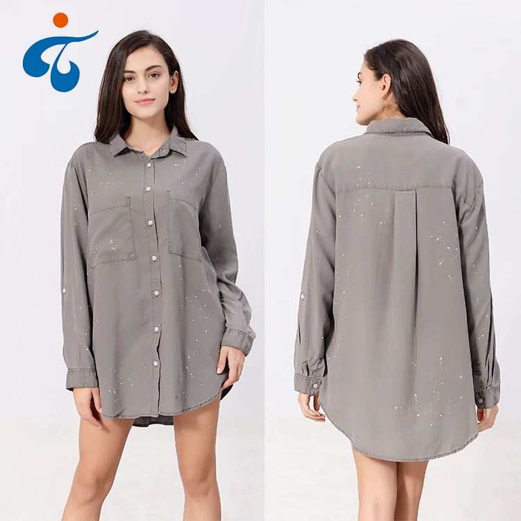 Wholesale top quality professional garment dyed lyocell blouse latest designs