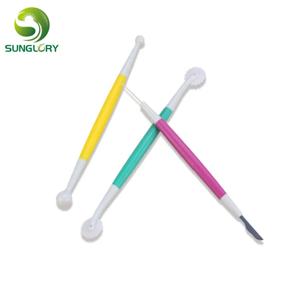 Пластиковые инструменты для моделирования торта 3 шт. украшение помадки и мастики резные ручки цветочное моделирование глиняная форма выпечки тортов