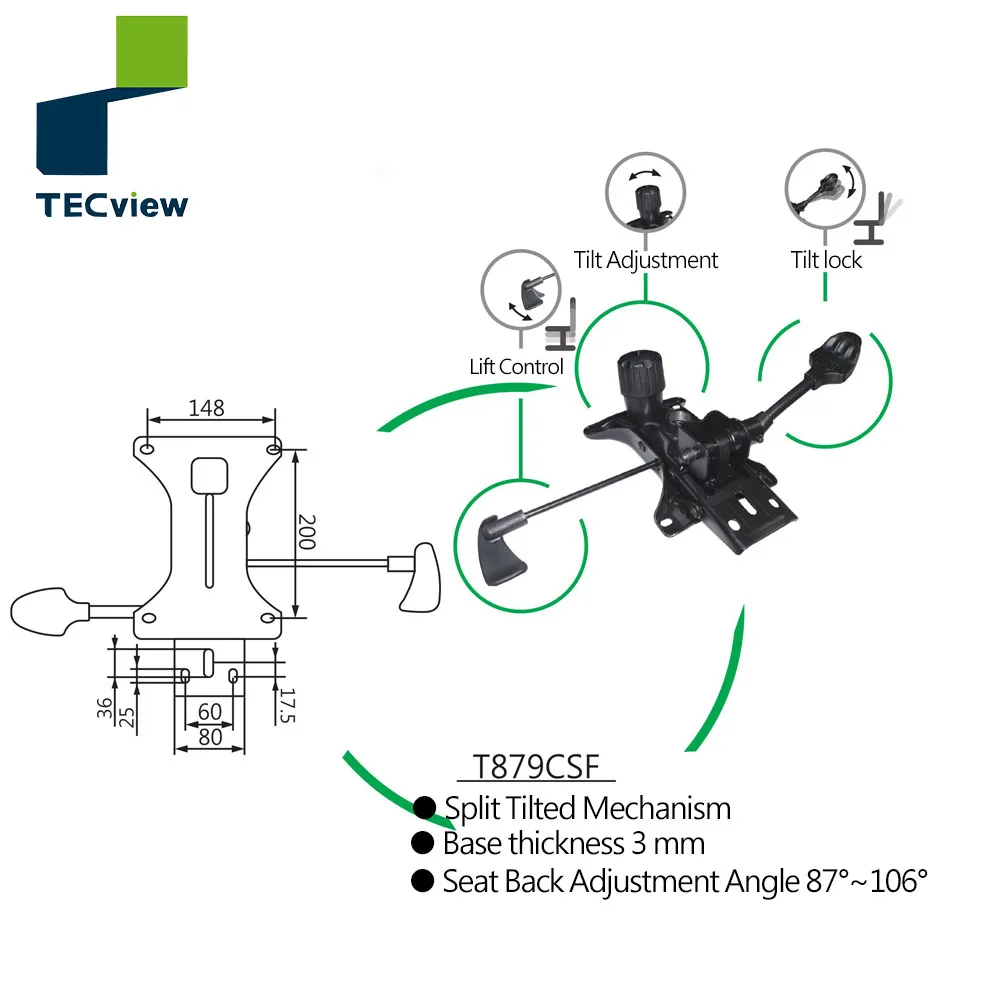 
Hight Quality Multifunction Tilt Mechanism for Office Chair 