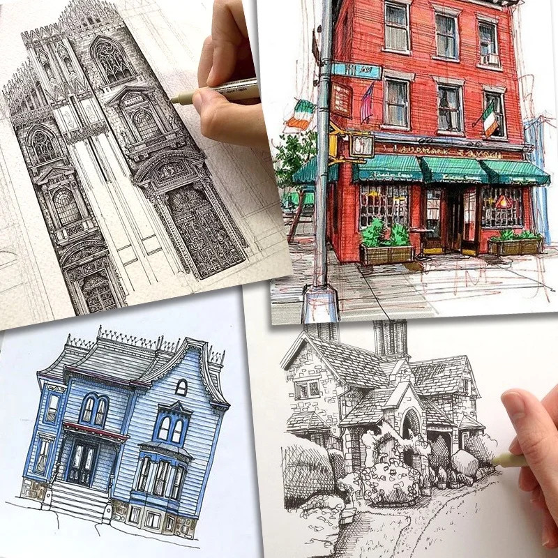 
6CT assorted Point Sizes Archival quality ink fineliner pen black 