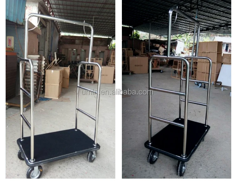 Hotel Bellman Used Gold Luggage Trolley