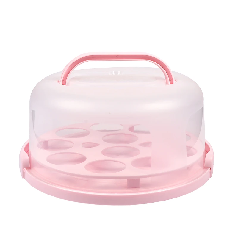 Cupcake storage dome plastic clear cake container with handle