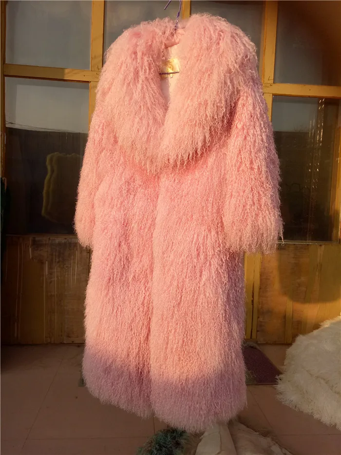 2018 New Design Black Fur Jacket Women Long Modern Coat Real Long Hair Goat Fur Coats