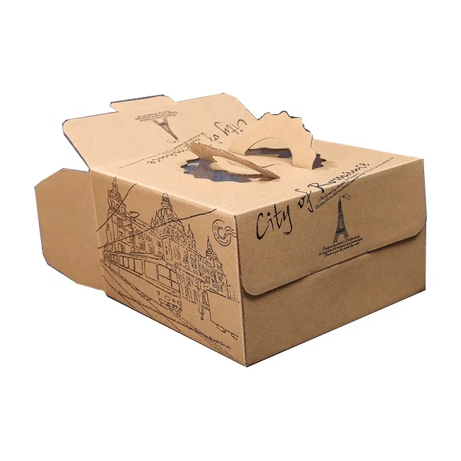 Custom Kraft Paper Cake Packing Colorful shipping corrugated Big Cardboard cake box with window