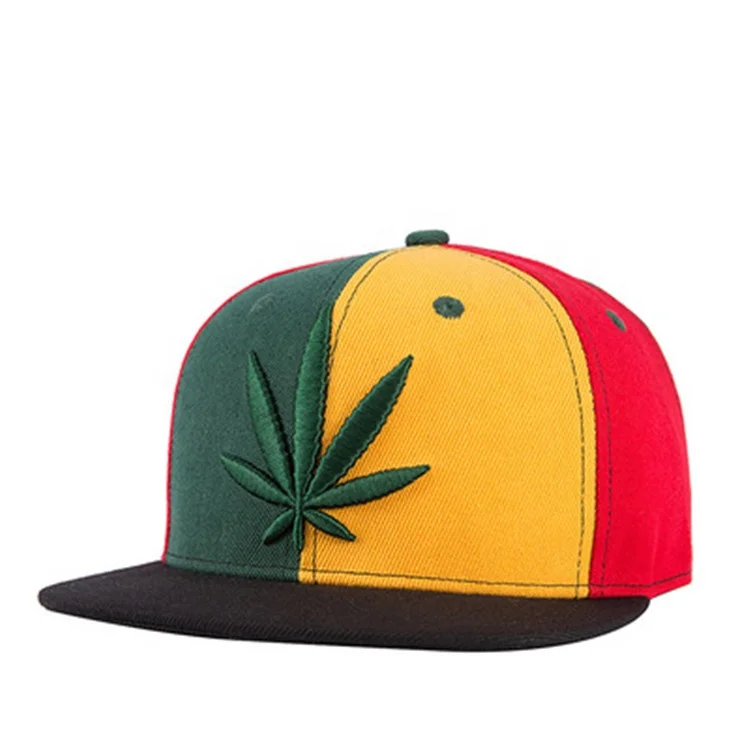 Dongguan Factory Wholesale Fashion Multi Colors Hemp Leaf 3D Embroidery Adjustable Snapback Hat