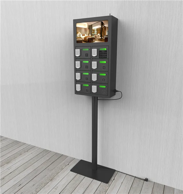 Coin Operated 8 Bay Charging Locker with LCD screen 5V 1.8A output for Samsung and iPhone X