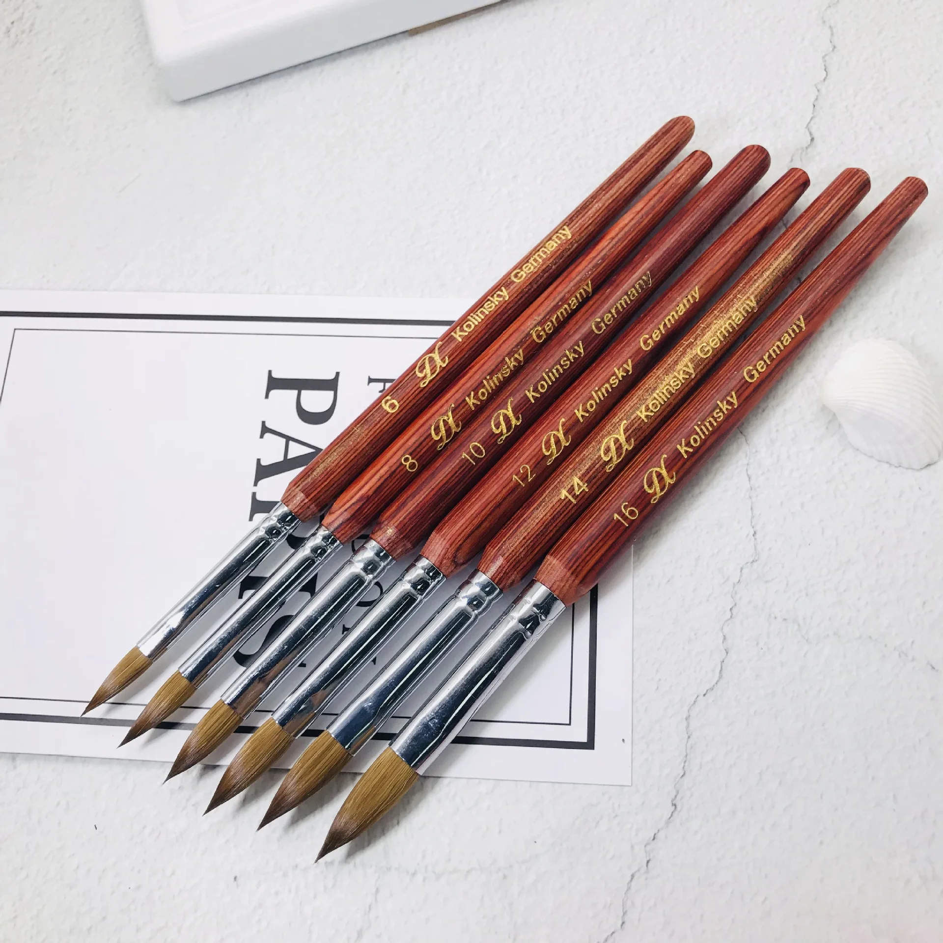 High quality Handle Wholesale 100% Pure Kolinsky Acrylic Nails Oval Nail Art Brushes Brush with OEM service