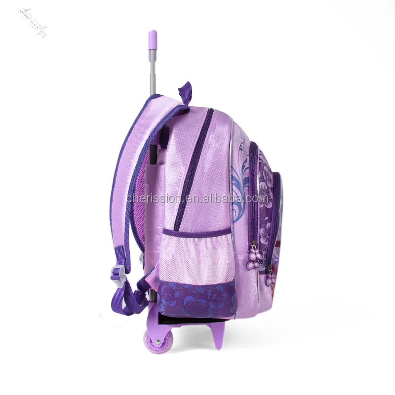 Teenager girls backpack trolley wheel luggage school trolley bag