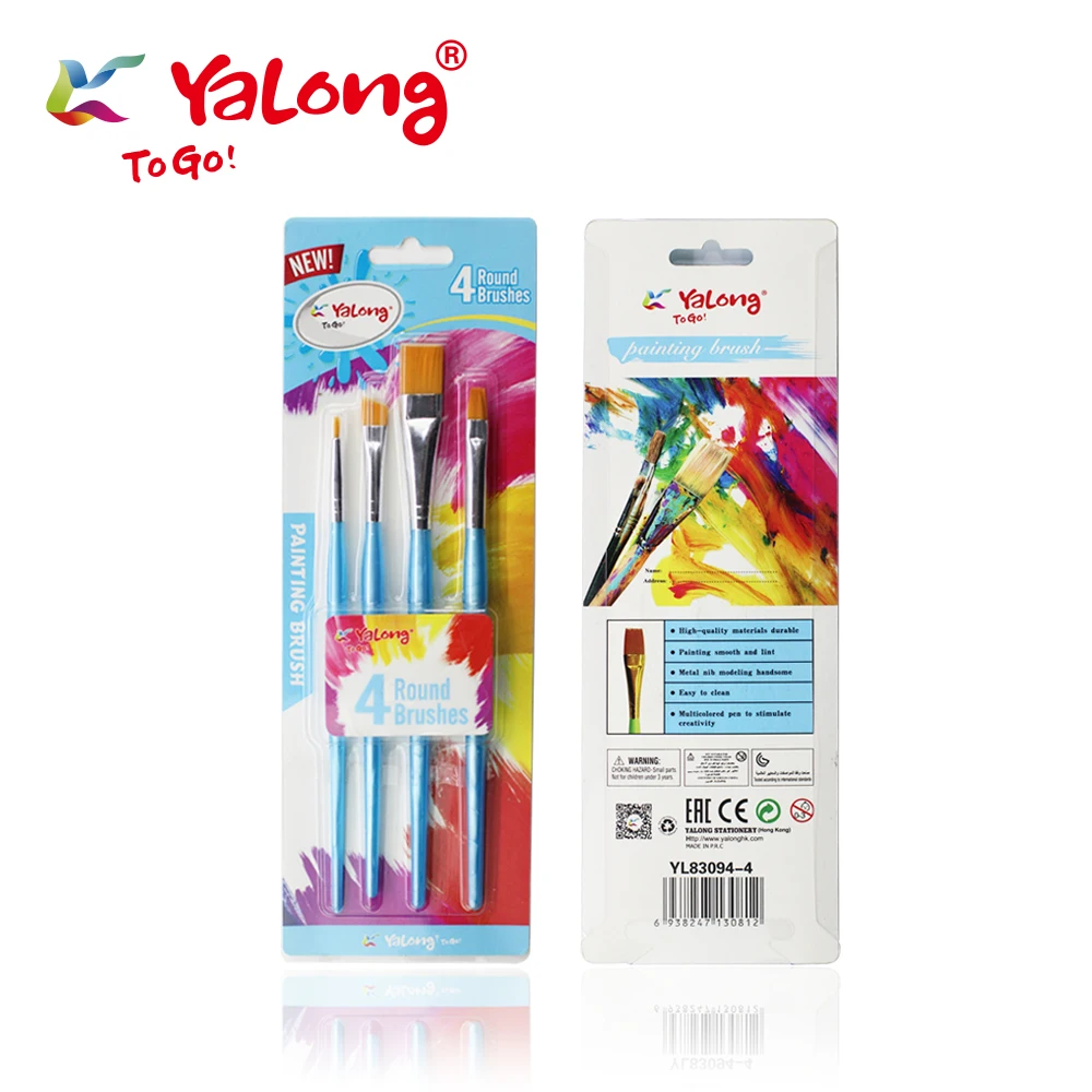 Yalong Student preferred painting brush semi-transparent 4pcs acrylic hold paintbrush set