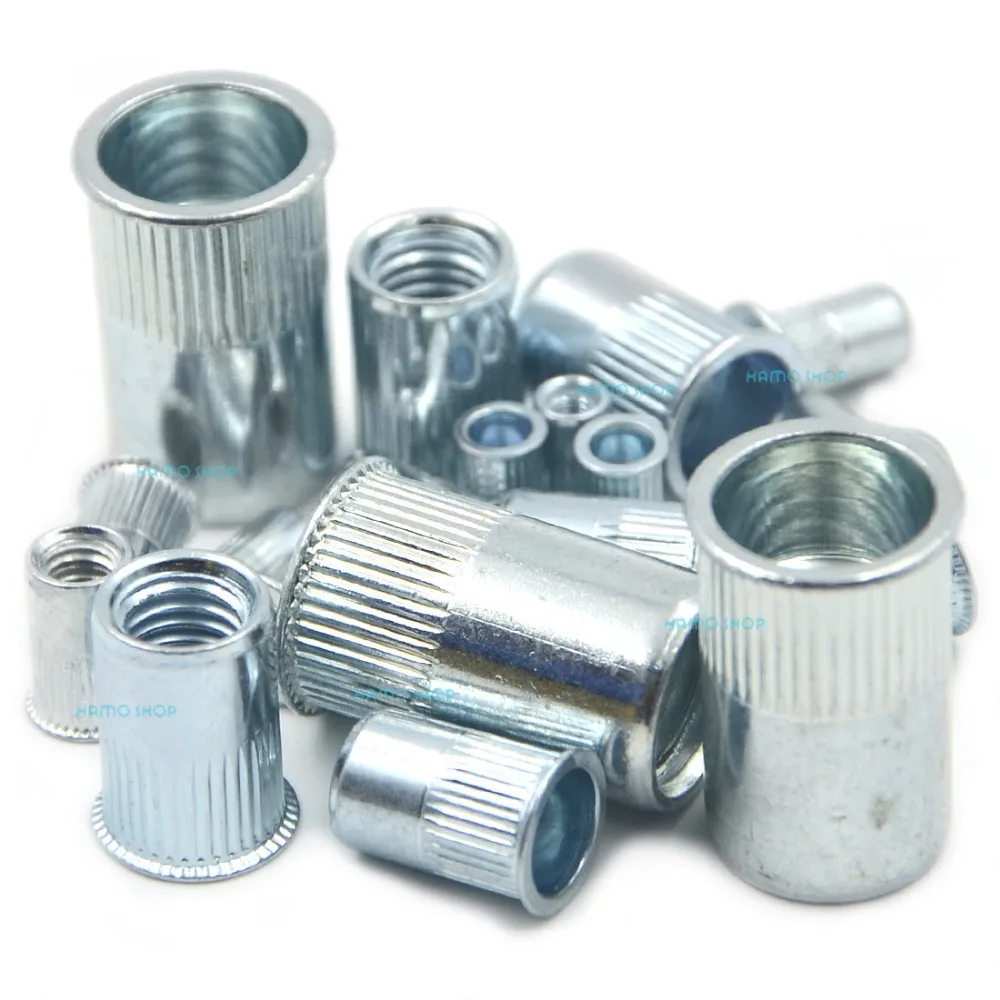 Stainless steel and carbon steel Internal thread m4 m6 flat head blind knurled rivet nut