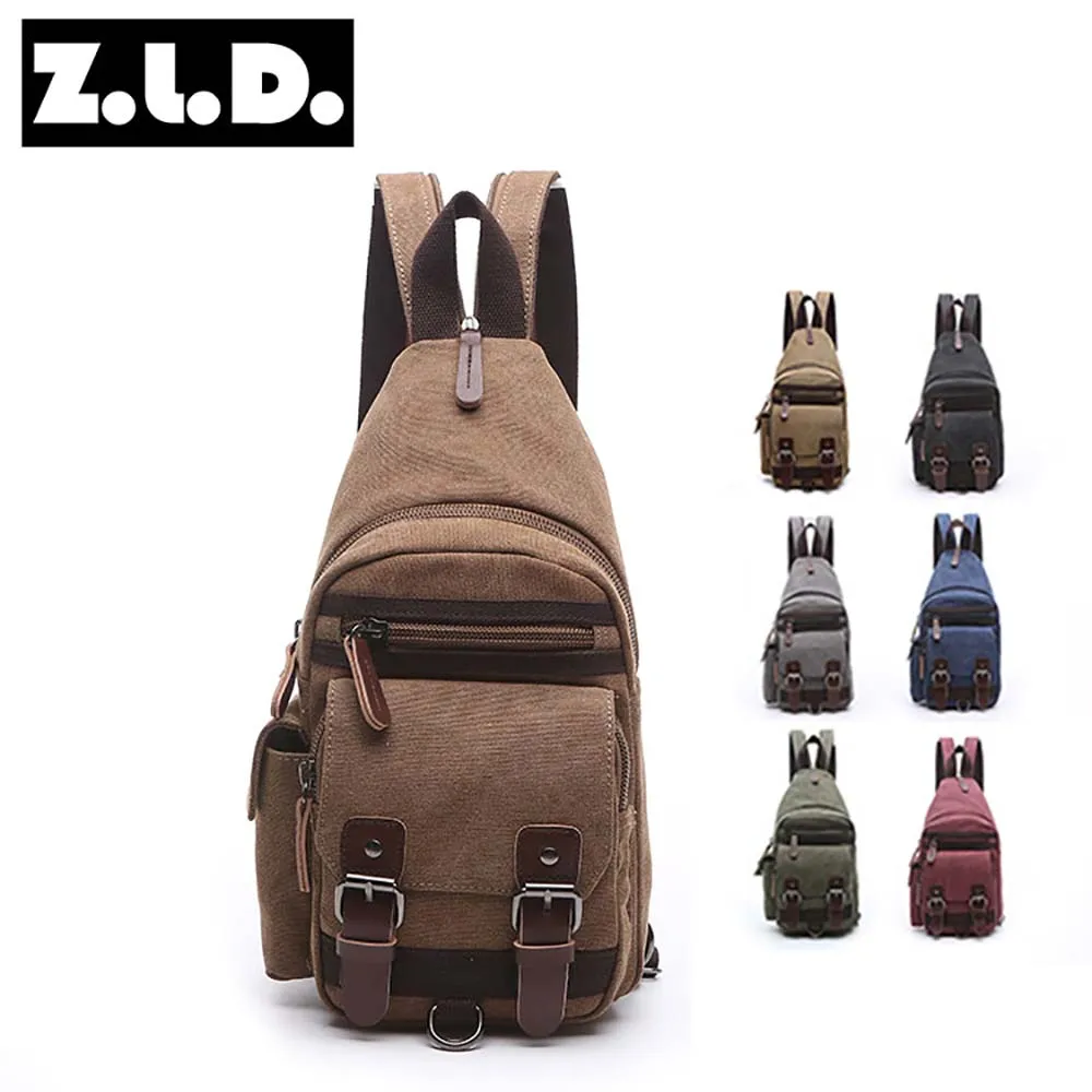 ZUOLUNDUO Повседневная дорожная холщовая Мужская Спортивная нагрудная сумка через плечо для