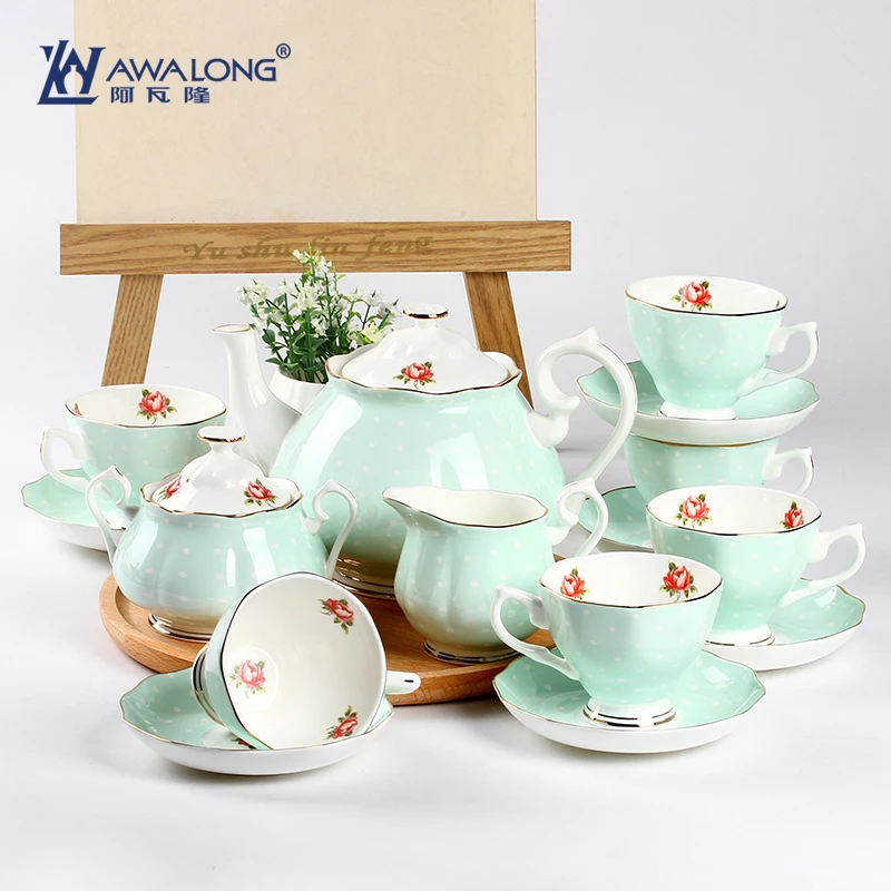 Wholesale Customized Promotion Porcelain Tea Set Vintage Bone China Tea Coffee Set