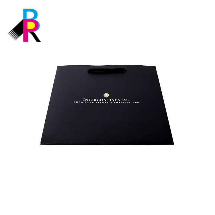 Оптовая продажа, хороший дизайн, индивидуальный логотип и черный подарочный рекламный бумажный пакет