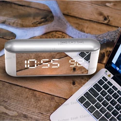 2017 Digital Touch key LED Mirror Table Wall Alarm Clock